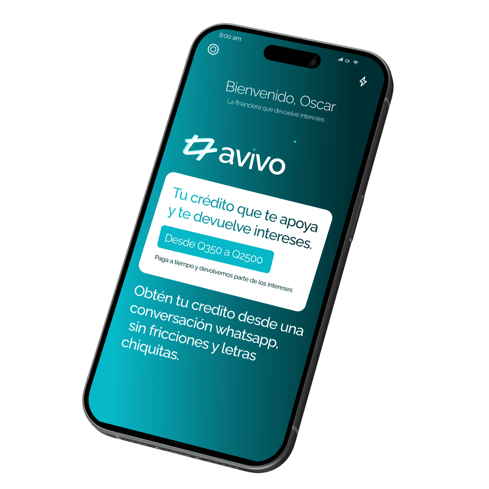 Solicitud de préstamo por WhatsApp en la app Avivo